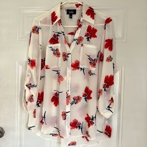 By&By Floral Blouse - White, black and Red